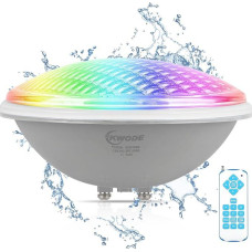 KWODE LED baseino apšvietimas PAR56, 20 W RGB plaukimo baseino apšvietimas, IP68 vandeniui atspari baseino lempos šviesa su nuotolinio valdymo pulteliu, laiko nustatymas 2/4/6H, povandeninis prožektorius, baseino žibintas [12V AC/DC]