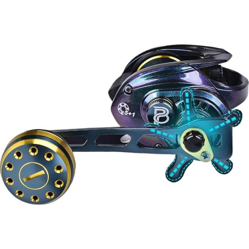 Baitcaster ritės Žvejybos ritės Didelio greičio 7.2: 1 Baitcasting žvejybos ritė Didelio greičio Baitcaster žvejybos ritė su 17.6lb pasipriešinimo