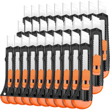 50 pjaustymo peilių pakuotė, 18 mm profesionalūs pjaustymo peiliai, tvirti kilimų peiliai su apsauginiu užraktu, pjaustymo peiliai, kartono peiliai, naudingumo peiliai popieriui, kartonui pjaustyti