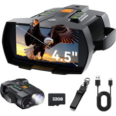 Night Vision Device Hunting 4K: 4.5 Inch Large Screen Binoculars Night Vision Devices for Camping - Infrared Camera - Electronic Gifts for / Dads / Men - Rechargeable Binoculars with Night Vision