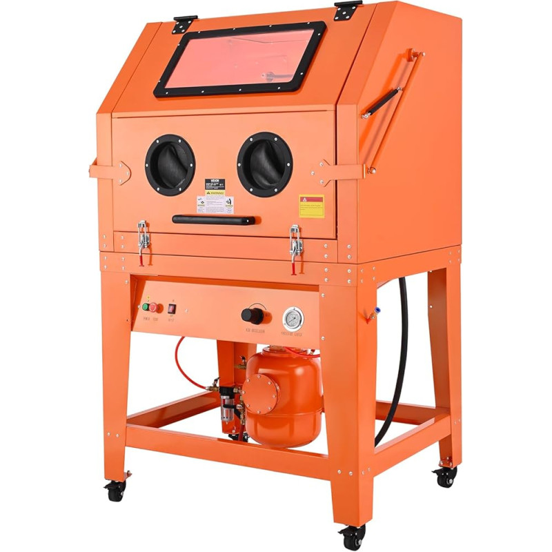 VEVOR Sandblasting Cabin 926 L, Steel Sandblasting Machine on Wheels, with 121 L Blasting Agent Tank and 1.6 HP Dust Extraction, Sandblasting System for Surface Processing Oversized Parts