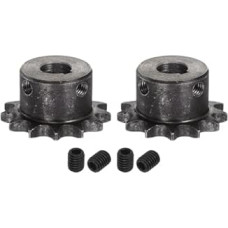 QUARKZMAN 2 pieces ISO/DIN 06B-1 roller sprocket B-type 12 mm bore, 3/8 inch pitch, A3 steel single strand roller sprocket hardened 13 teeth