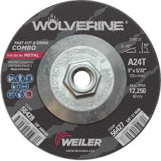 Weiler 56427 12,7 cm x 0,3 cm Wolverine Typ 27 pjovimo ir šlifavimo kombinuotas diskas A24T 5/8 Zoll 11 UNC Nut (10 Stück)