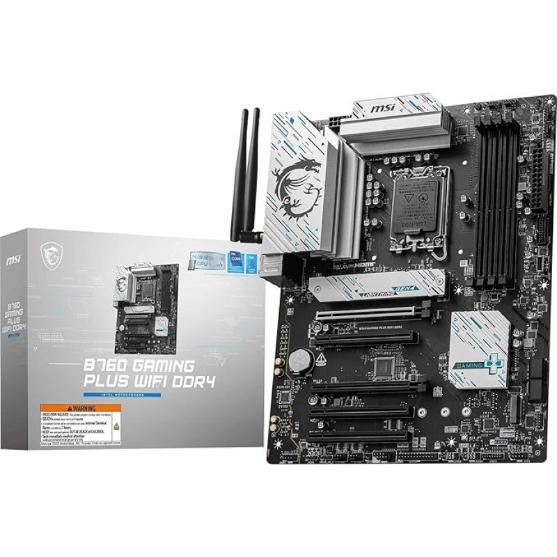 MSI B760 Gaming Plus WiFi DDR4 pagrindinė plokštė, ATX - palaiko 14, 13 ir 12 kartos 