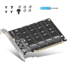 Annadue PCIE Expansion Card, M.2 NVME SSD to PCIE X16 Adapter Card, 4 Port High Speed 4x32Gbps Soft Raid Card with Custom LED Display, for Computer PC