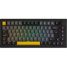 Akko 5075S RGB Mechanical Gaming Keyboard, ISO-UK 75% Layout with Knob, USB Wired Keyboard, 83 Keys Swappable, Cherry PBT Keycaps, Gasket Mount, Poron Pad (Black Gold, Linear Switch)