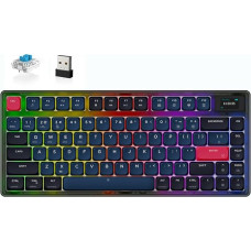 ATTACK SHARK AK832 PRO mechaninė klaviatūra, 75 % itin plona belaidė TKL RGB žaidimų klaviatūra su LED ekranu, BT5.1/2.4G / laidinė, 81 klavišas, mėlynas jungiklis, spiralinis laidas, USB C kabelis, skirtas Mac/Win
