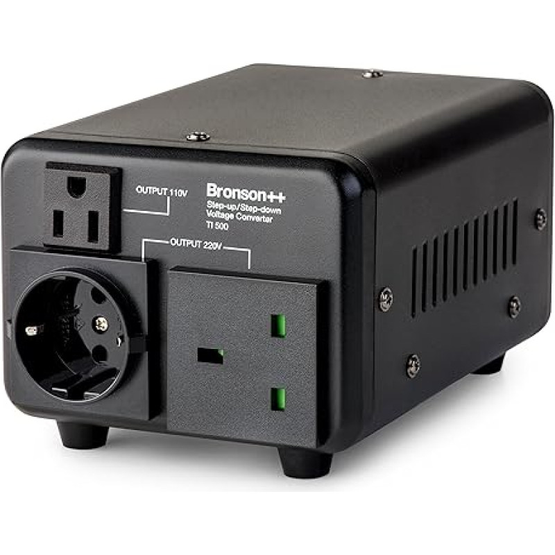 Bronson++ TI 110 voltų įtampos keitiklis / JAV transformatorius - įėjimas: 100-120 arba 220-240 voltų / išėjimas: 110 ir 220 voltų - 