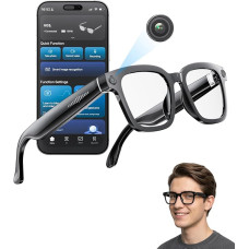 AI Smart Camera Glasses - HD 1080P Video, Photo, Voice Translation for Outdoor & Travel, Video Recording, AI Object Recognition & ChatGPT Integration (Black Frame - Blue Light Filter Lenses)