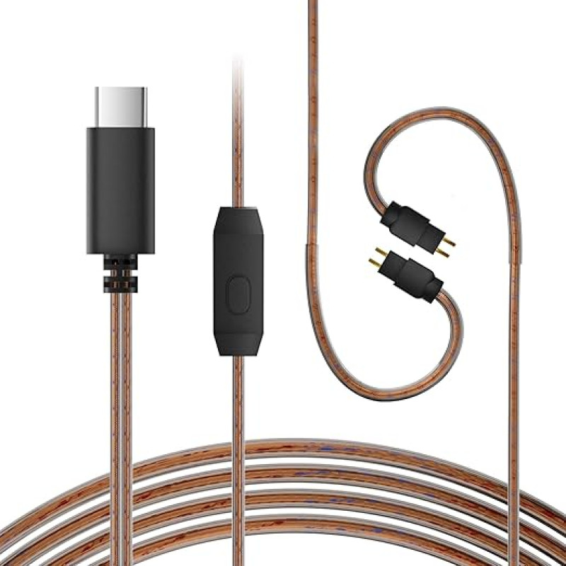 KZ ZS10 Pro iem kabelis Keičiamasis USB C kabelis CCZ C02 4N OFC ausinių monitoriaus ilgintuvas, skirtas ZS12 PROX, ZSN PRO X, EDX PRO, ZAR, ZA12, Castor, ZSA, PRX, CCA CRA ausinėms (2 kontaktų su mikrofonu)