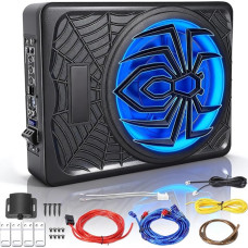 Žemųjų dažnių garsiakalbis Automobilis aktyvus po sėdyne 10 colių 1250 W Ultra Flat Bass Box Bass garsiakalbis su stiprintuvu Automobilis Audio Transporto priemonių garso sistema Automobilių sunkvežimis SUV RGB Ultra plonas aukštas žemo dažnio atnaujinima