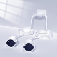 Dvigubas kištukas 2 m + 2 m, dvigubas kištukas lizdui 2 in 1, dvigubas kištukas lizdui IP20, 250 V, 16 A, 4000 W, apsauginis kontaktinis ilgintuvas namams, biurui, virtuvei