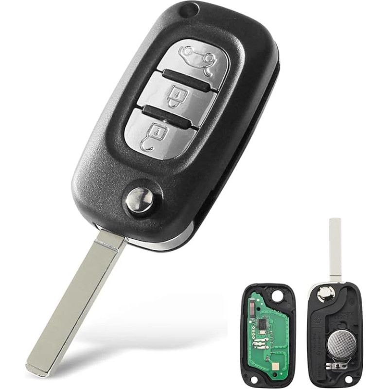 Heart Horse pakaitinis nuotolinio valdymo automobilio raktelio korpusas 3 mygtukai Flip Key Case nuotolinio valdymo raktas su 433 MHz PCF7961A lustu Clio 3 Kangoo Master Modus Twingo programuojamas raktas