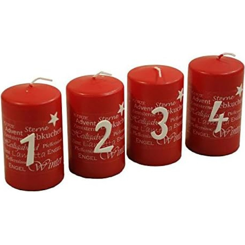 Puikios advento žvakės su skaičiais ir motyvais - aukštis 10 cm / skersmuo 6 cm - Kalėdų vainiko žvakės - Advento vainikas / Kalėdų žvakės