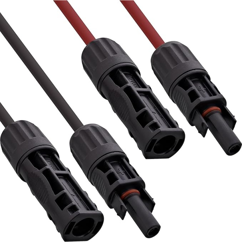 InLine 6 mm² Solar Cable Extension Set, 7.5 m, Includes Solar Plug, MC4, Black/Red, Extension Cable H1Z2Z2-K, Photovoltaic, UV-Resistant and Durable, 95607