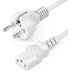 deleyCON 15 m IEC maitinimo kabelis IEC maitinimo kabelis IEC maitinimo kabelis apsauginis kontaktinis kištukas F tipo (CEE 7/7) su IEC jungtimi C13 lizdas kompiuterio monitorius spausdintuvas projektorius - baltas