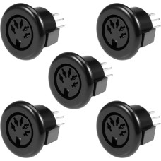 sourcing map S-Video DS-5-07A 5 Pin DIN Female Audio Video Connector - Black (Pack of 5)