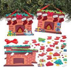 Baker Ross FN328 Christmas Stocking Fireplace Decoration Kits - Pack of 5, Christmas Crafts for Children, Christmas Decorations