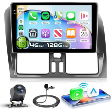 4G+128G Autoradio Android 15 für Volvo XC60 2008-2013, 9 Zoll Incell HD Touchscreen mit Drahtlos Carplay Android Auto, Auto Radio mit Bluetooth GPS Wi-Fi USB FM RDS Radio Rückfahrkamera