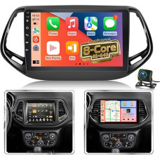 Qualcomm 8 branduolių 4GB+64GB Android autoradio für Jeep Compass 2017-2021, 10.1 Zoll Touchscreen-Display, Drahtloses CarPlay & Android Auto, GPS, WiFi, DSP Hi-Res Audio