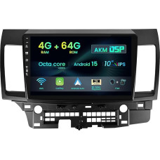 [4G+64G] Android 15 Doppel Din Autoradio Für Mitsubishi Lancer 2008-2016 Carplay Kamera MIC KOSTENLOS Unterstützung Lenkradsteuerung RDS 4G WiFi DAB BT5.0