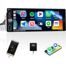 SIXTOP 2G + 32G Android 13 Vieno DIN automobilinė stereo sistema su belaidžiu CarPlay Android Automobilinis 6,9 colių jutiklinio ekrano Bluetooth radijas, Mirror Link, RDS FM, 16EQ, Type-C/USB įvesties pagrindinis blokas