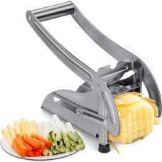 Potato Cutter Made of Stainless Steel, Fries Potato Chopper Cutter 2 Inserts Non-Slip Rubber Base, Professional Vegetable Cutter