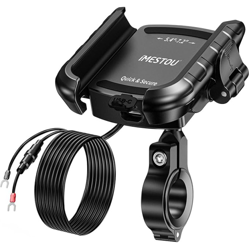 iMESTOU Aliuminio Motorrad USB Ladegerät mit USB C Schnellladeanschluss, Kompatibilus su 5,4