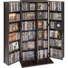 VEVOR DVD-Schrank mit 24 Fächern, Medienaufbewahrungsschrank Standschrank 610 x 368 x 1270 mm, Platzsparendes CD-Schrank für CDs DVDs Bücher Spiele-Discs, Wohnzimmer Homeoffice Aufnahmestudio, Schwarz
