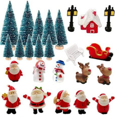 25 kalėdinių miniatiūrinių papuošalų pakuotė Mini Kalėdų mažos figūrėlės Dervos sodo mikro kraštovaizdžio Kalėdų dekoracijos Lėlių namai Kalėdų Senelis Snieguolis Elnias Stalo dekoracijos Pasidaryk pats