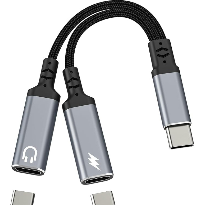 USB C Kopfhörer Adapter Splitter Typ C Ladegerät AUX Audio Kabel Jack Kopfhörer für iPad Adapter Dongle Dual Port Konverter für iPhone 17 16 Pro Max für Apple Kompatibel mit Samsung Schnellladung DAC