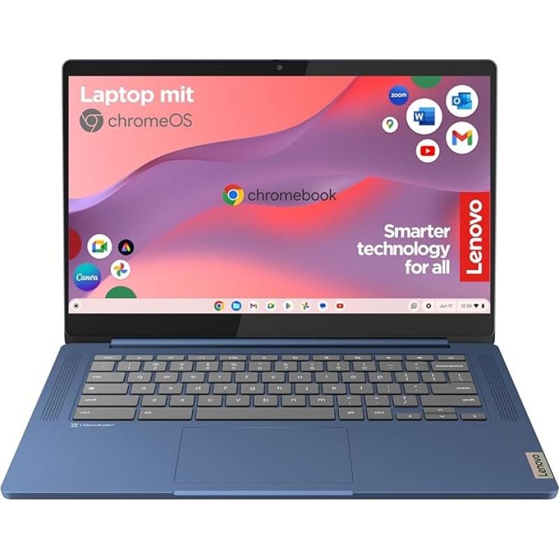 Lenovo Chromebook IdeaPad Slim 3 | 14 colių Full HD ekranas | Mediatek MT8186 | 4GB RAM | 64GB SSD | ARM Mali-G52 grafika | Chrome OS | QWERTZ | Mėlyna