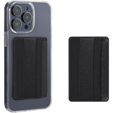 kwmobile 2 x Stick-on Card Holder for Smartphones - Plastic Holder with Strap - 57 x 90 mm - Space for up to 4 Cards - Black