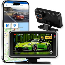 WiFi Dash Cam Car & HUD Display with 1080P Front Camera, 5 Inch IPS Monitor Head-Up Display Digital Speed Display/Compass/Time Display/Recording, WiFi Dash Cam with App Control DVR/Loop Video