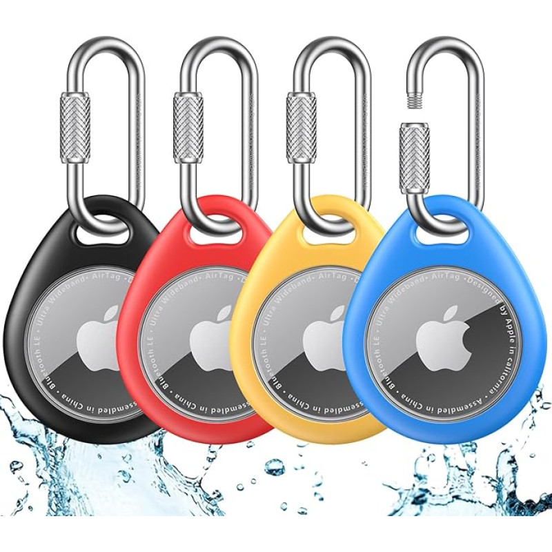UNBREAKcable Air Tag Pendant 4 Pack - su karabinu, vandeniui atsparus TPU apsauginis dėklas 