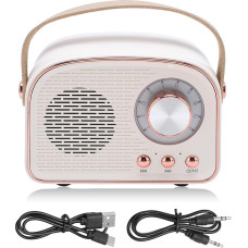 Garsent Retro BT Speaker, Small Handheld Portable Vintage Decor for Home Outdoor DW21, 500 mAh, Small BT Speaker, Retro Vintage (White)