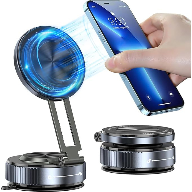 Magnetinis automobilinis mobiliojo telefono laikiklis, 360° pasukimo kampu, automobilinis siurbtuko laikiklis, suderinamas su 