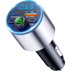 EOIWUY Upgraded Bluetooth Adapter Car, [Quick Charge] FM Transmitter Car Bluetooth 5.3 with PD36W & QC3.0 18W, [HiFi Crystal Clear Sound] Hands-Free Car Charger GPS Modules