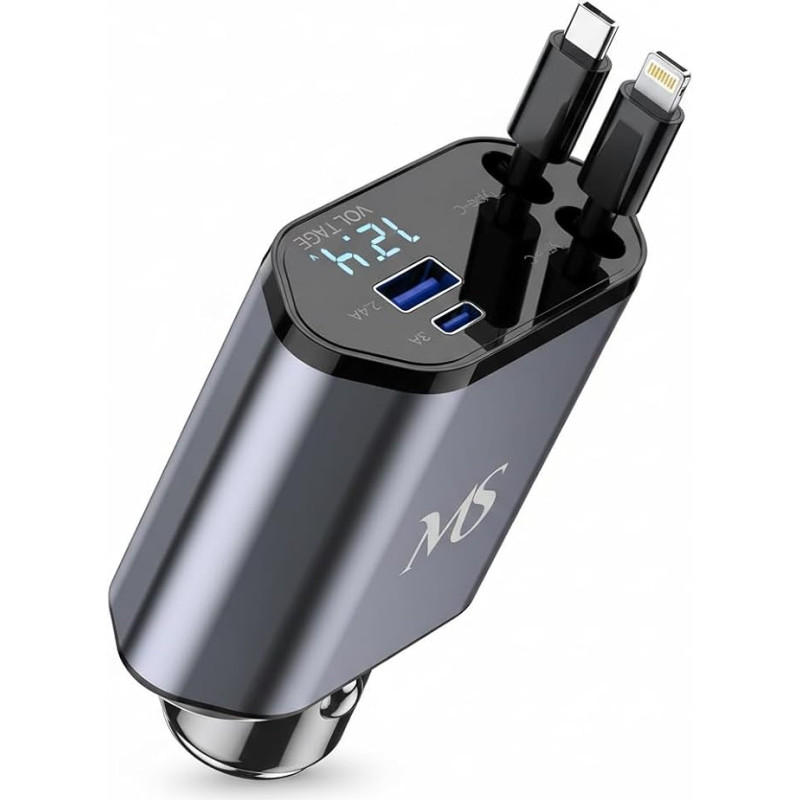 4 in 1 cigarečių žiebtuvėlio USB C 69 W automobilinis įkroviklis 12 V USB adapteris Automobiliniai priedai Elektronika Kalėdinės dovanos vyrams Moterys Automobiliniai įtaisai Priedai iPhone 17 Pro Max USB C + L