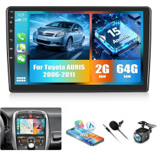 CAMECHO Autoradio Für Toyota 2006-2011 2G+64G Android 15 Wireless CarPlay Android Auto Bluetooth Radio GPS AUX, 9 Zoll Berührungsbildschirm WiFi + Rückfahrkamera Mikrofon