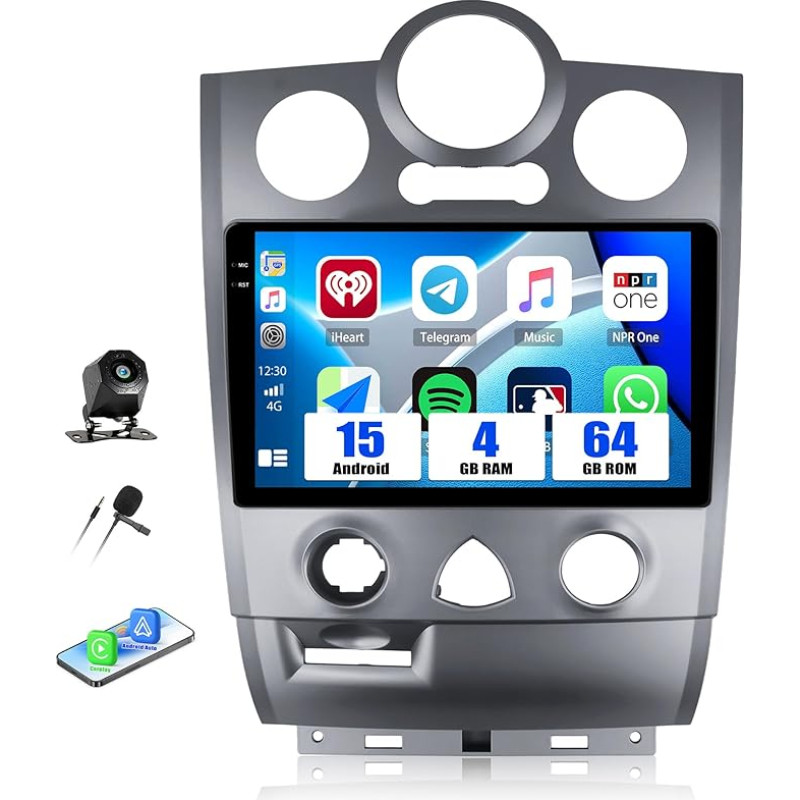 SIXWIN 4+64G Android 15 Autoradio für Renault Megane 2 Export 2009-2014 mit CarPlay/Android Auto, 9'' HD InCell Touchscreen mit WiFi GPS Bluetooth 5.0 FM/RDS Radio EQ USB+Rückfahrkamera