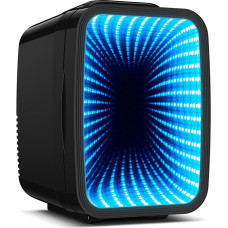 BEICHEN Mini Fridge, 4L / 6 Cans Quiet Mini Fridge, 7 RGB Light Modes, 2-in-1 Cooling and Warming Function for Drinks & Skincare, AC 220 V / DC 12 V, Mini Fridge for Gaming, Office, Car (Black)