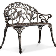 Yaheetech Garden Bench, Bronze Park Bench, Weatherproof Park Bench, Balcony Bench with Backrest, 2-Seater Garden Furniture for Patio, Balcony, Garden