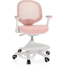 hjh OFFICE Kid Ergo 736412 Vaikiška rašomojo stalo kėdė Audinys / tinklelis Vaikiška kėdė su atrama kojoms, atlenkiami porankiai, rožinė/balta