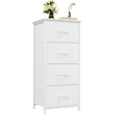 Somdot Komoda su stalčiais Miegamasis Svetainė Prieškambaris Komoda su stalčiais Sandėliavimo spintelė Audinys Komoda su stalčiais 4 audinio stalčiai Balta 30 D x 42 Š x 93 V cm