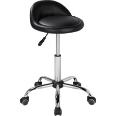 Yaheetech Roller Stool Swivel Stool Biuro taburetė su ratukais Masažo salonas Dirbtinė oda Reguliuojamas aukštis Juoda