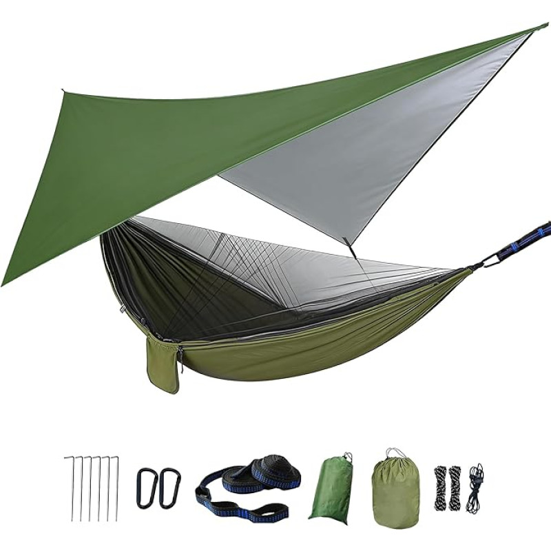 Lauko hamakas su tinkleliu nuo uodų ir lietaus skristi Greitai džiūstantis parašiutas nailono kempingo Hamakas palapinės Trekking, kelionės, paplūdimys, sodas