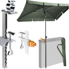 4smile Sonnenschirm Balkon SunnyShade 3-in-1 SET - UPF 50+ Sonnenschirm rechteckig 200 x 125 cm + Balkon/Wand-Sonnenschirmhalter, Wandhalterung für Sonnenschirmstange + Sonnenschirmhülle