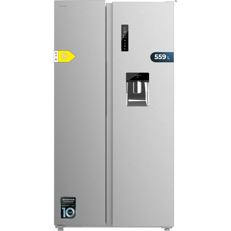 Cecotec American 559 litrų talpos krosnelė Bolero CoolMarket SBS 562 Inox D. 177 cm aukštis ir 90 cm ilgis, Klasse D, Multi-Air-Flow-System, absoliučiai be šalčio, Inverter plus Motor