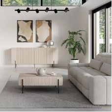Lomadox Wohnzimmer Set Kaschmir mit Rillenfront modern mit Couchtisch und Sideboard, 2-teilig